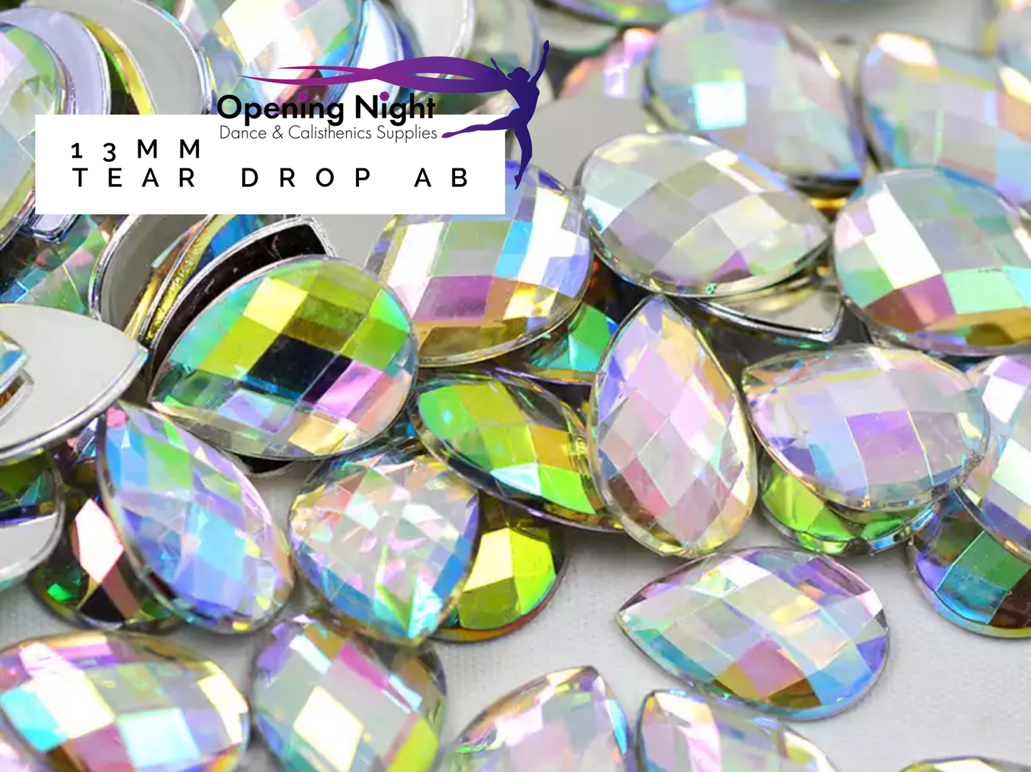 13mm, Tear drop - AB (Glue On)