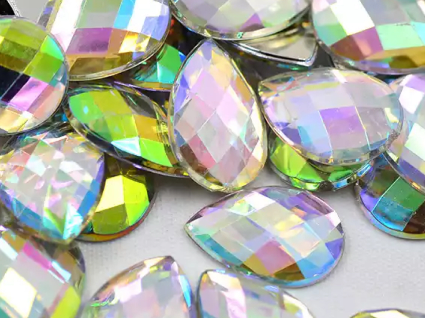 13mm Tear Drop - AB - Glue On