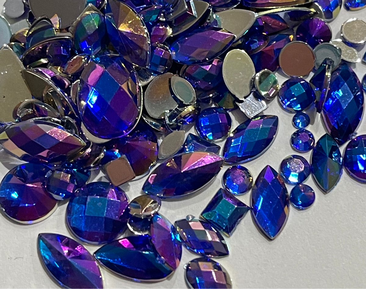 Assorted Mix Pack - Sapphire AB - Acrylic - Glue On