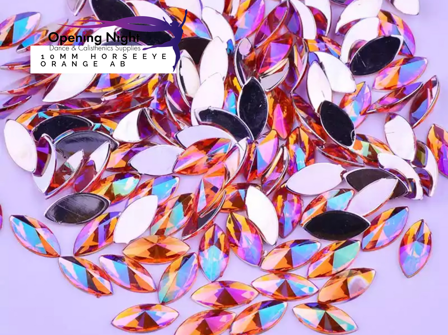 10mm, Horseeye - Orange AB (Glue on)