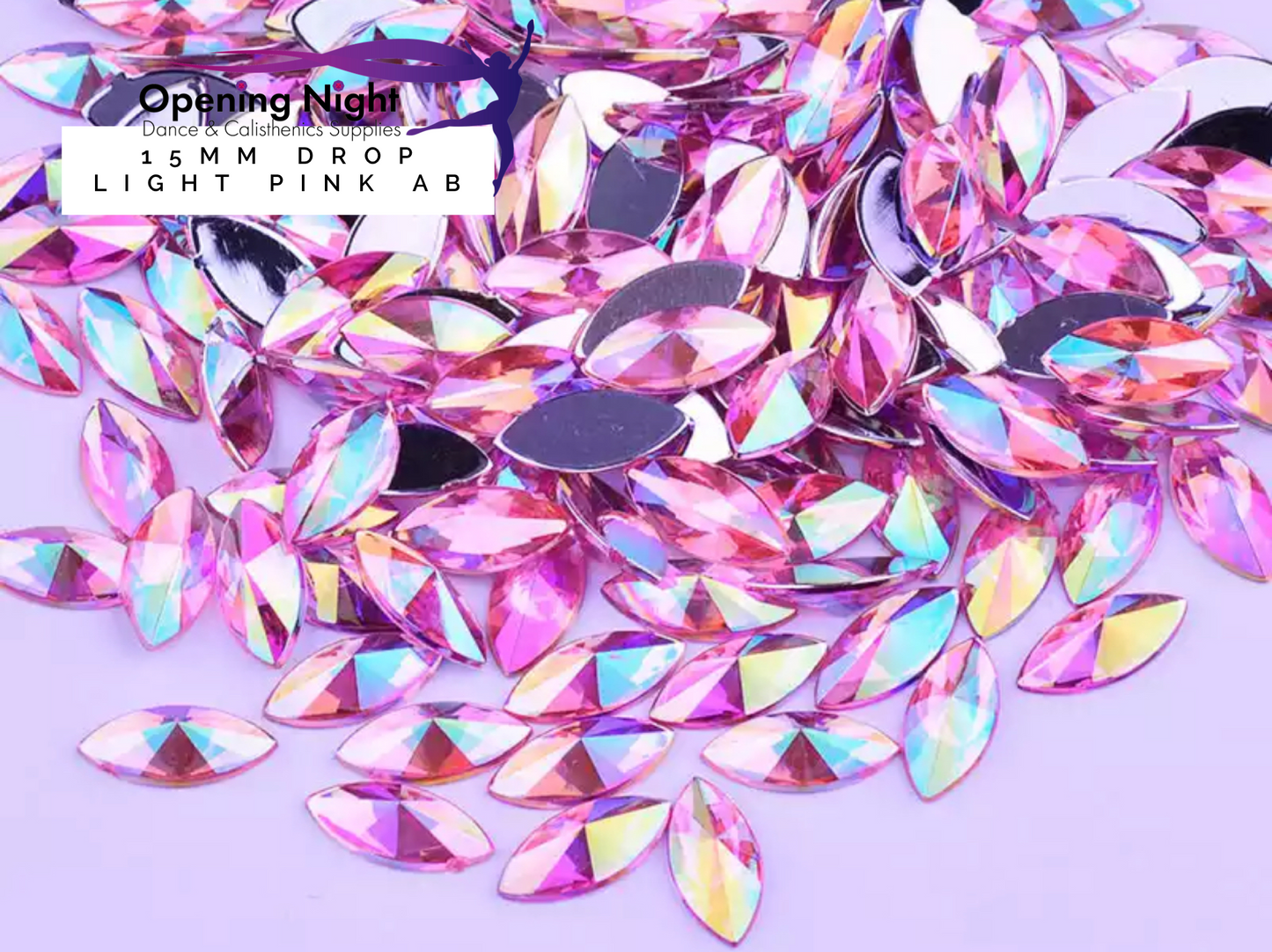 15mm, Horseeye - Light Pink AB (Glue on)