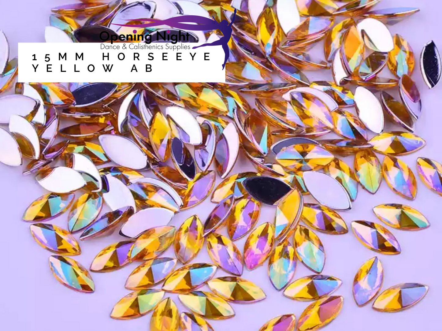 15mm, Horseeye - Yellow AB (Glue on)
