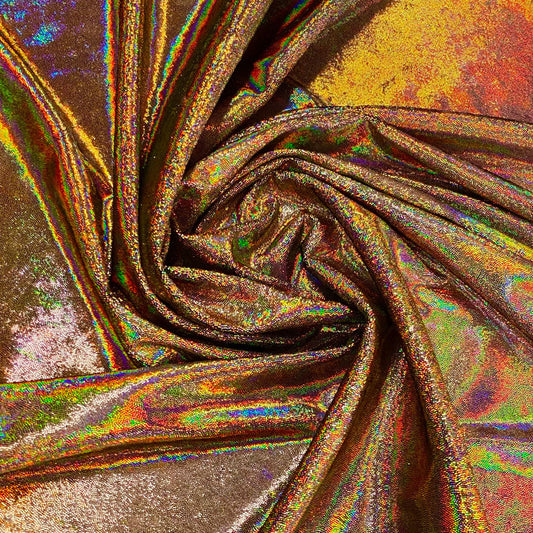 Gold Brilliance Hologram Stretch Velvet - 30cm remnant