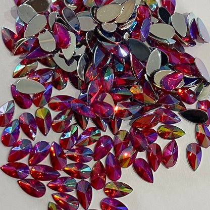 13mm, Drop - Red AB (Glue On)