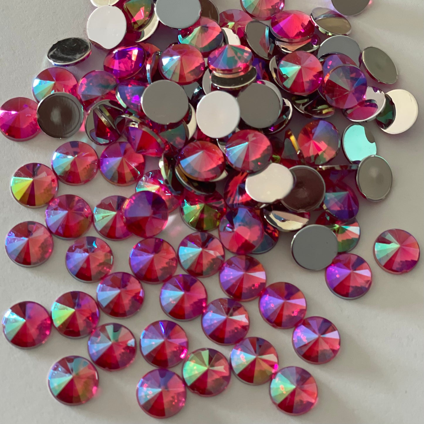10mm, Rivoli Round - Rose AB (Glue on)