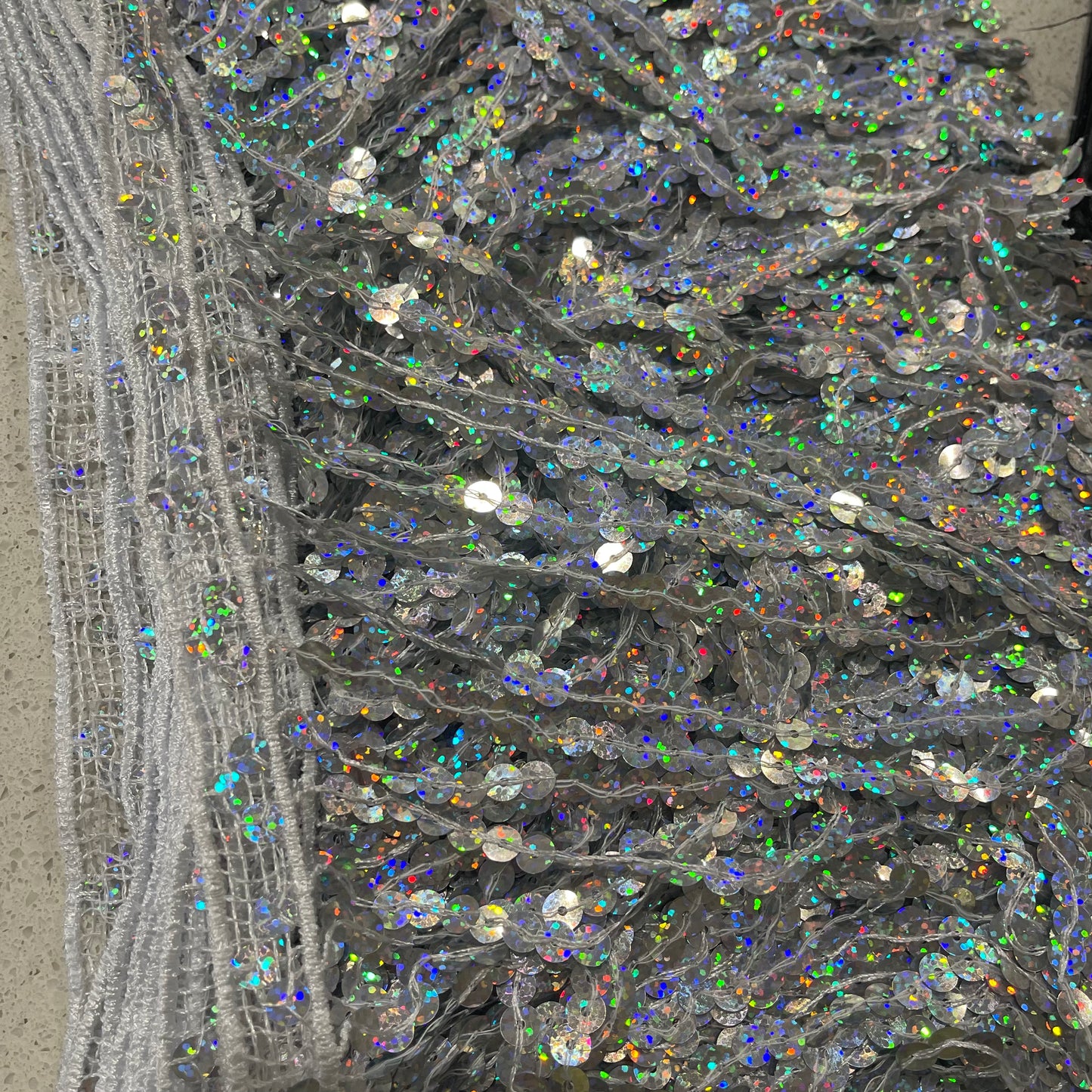 Silver Laser - Sequin Fringe 20cm