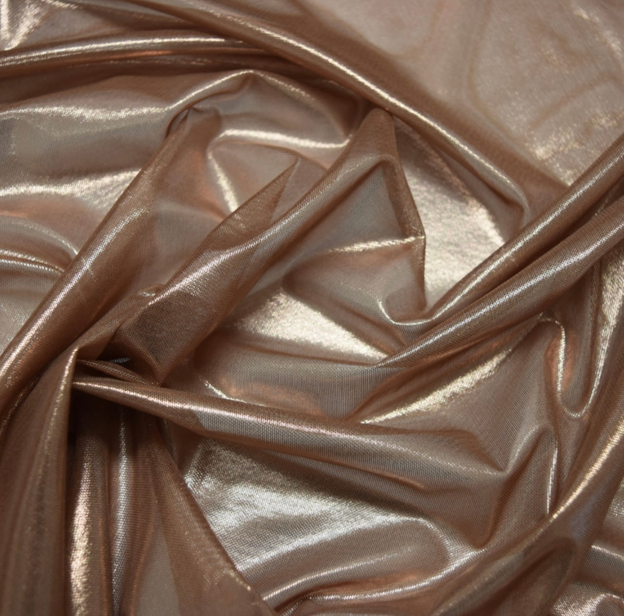 Copper Rose Stretch Foile Metallic Mesh - remnant 1.3m