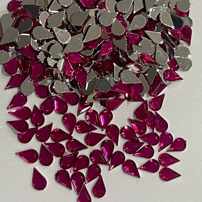 8mm Tear Drop - Hot Pink  (Glue on)