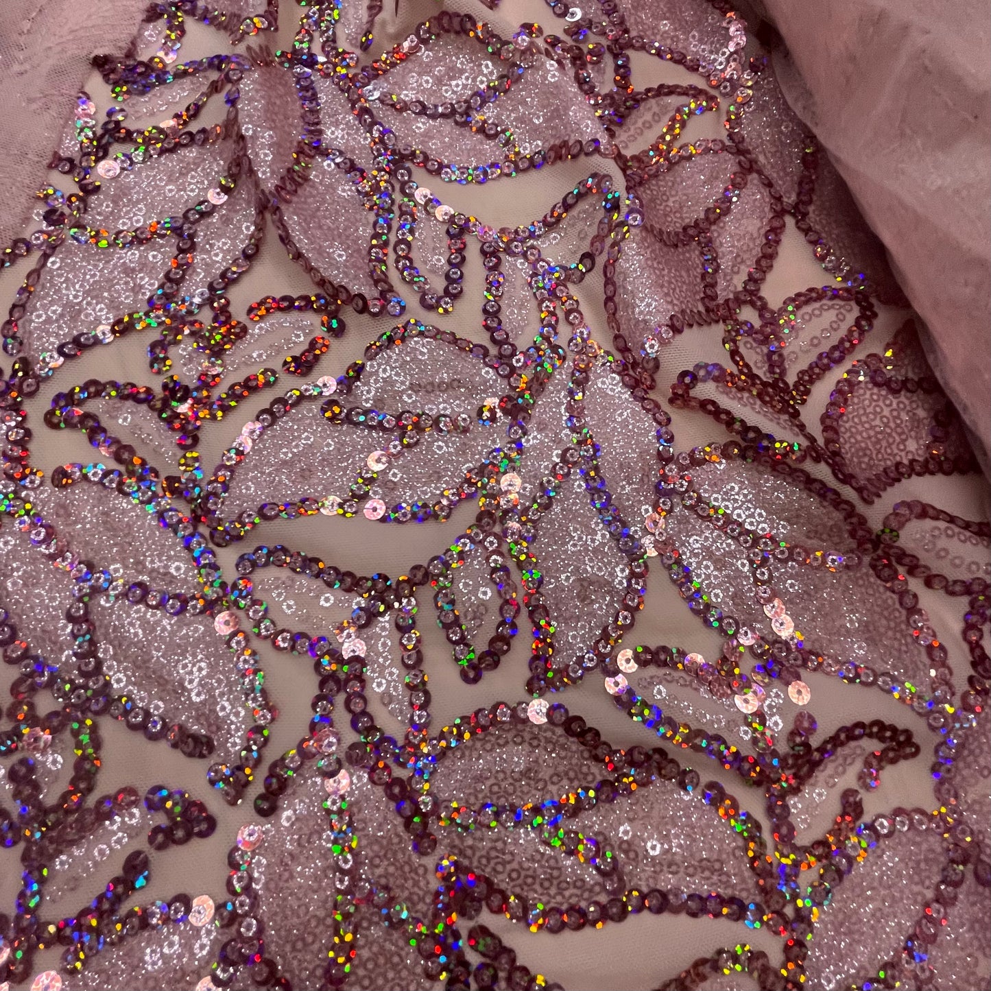 Ava Blush Pink - Stretch Sequin Mesh
