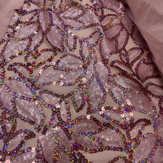 Ava Blush Pink - Stretch Sequin Mesh