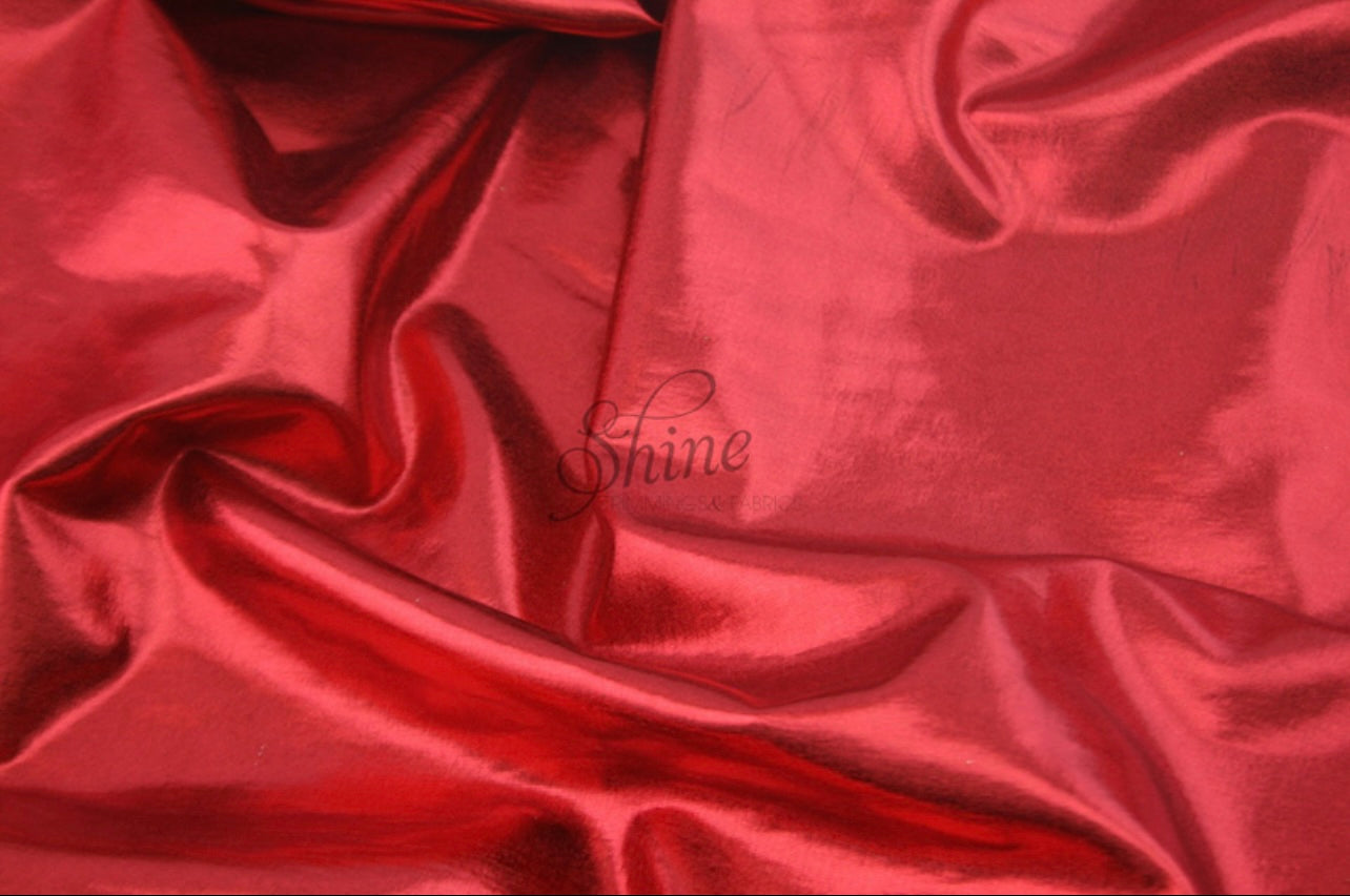 Red Stretch Foile Metallic Mesh - remnant 60cm