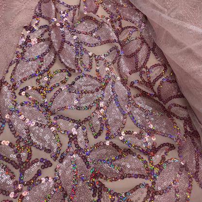 Ava Blush Pink - Stretch Sequin Mesh