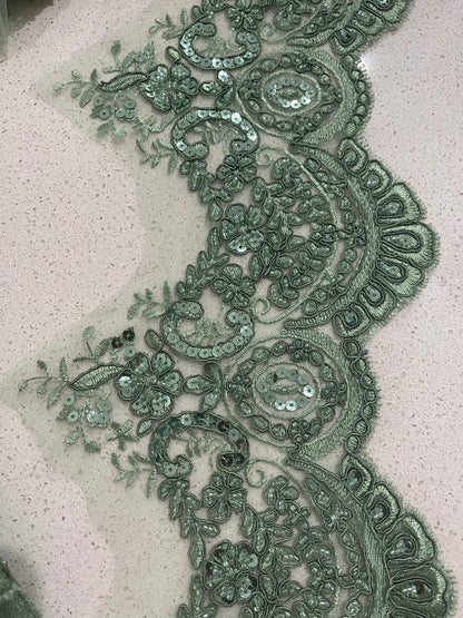 Beaded Lace Border - Seaweed