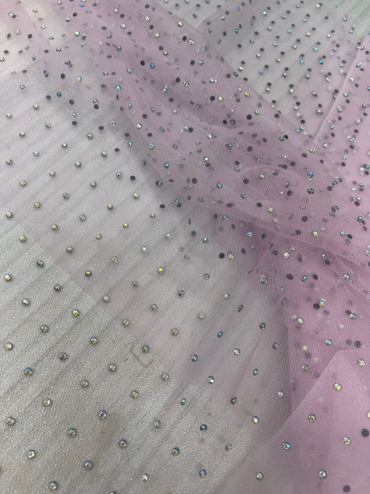 Pink - Stretch Crystal Nylon Mesh