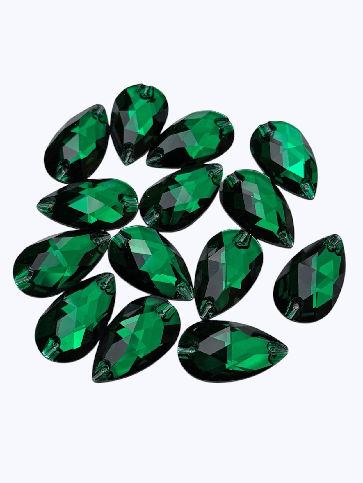 28mm Tear Drop - Dark Emerald - Glass - Sew On