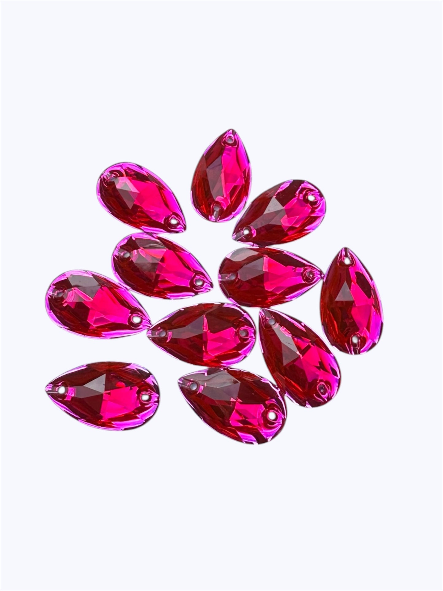 28mm Tear Drop - Rose - Acrylic - Sew On