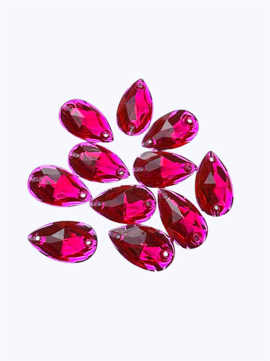 28mm Tear Drop - Rose - Acrylic - Sew On