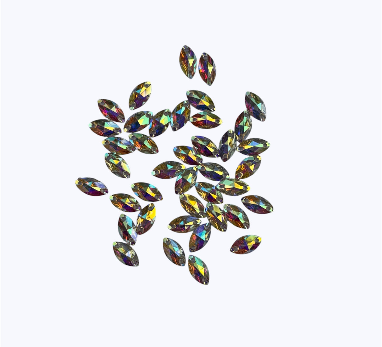 12mm Navette - AB - Resin - Sew On