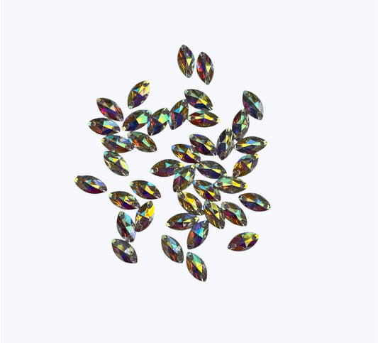 12mm Navette - AB - Resin - Sew On