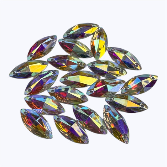 15mm Navette - AB - Resin - Sew On