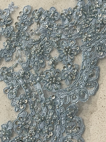 Beaded Lace Border - Baby Blue