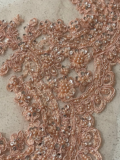 Beaded Lace Border - Soft Peach