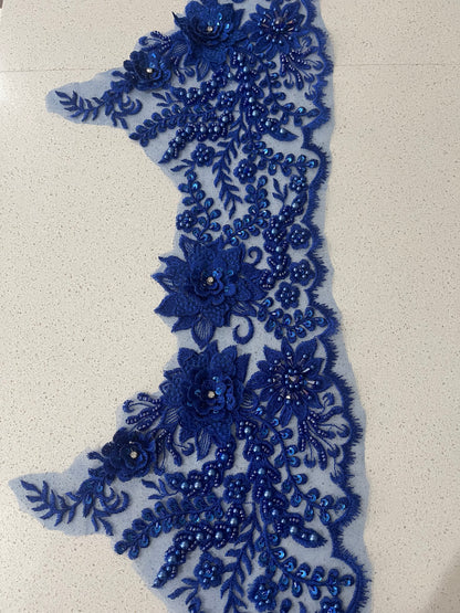 Melody Beaded Lace Border - Royal Blue