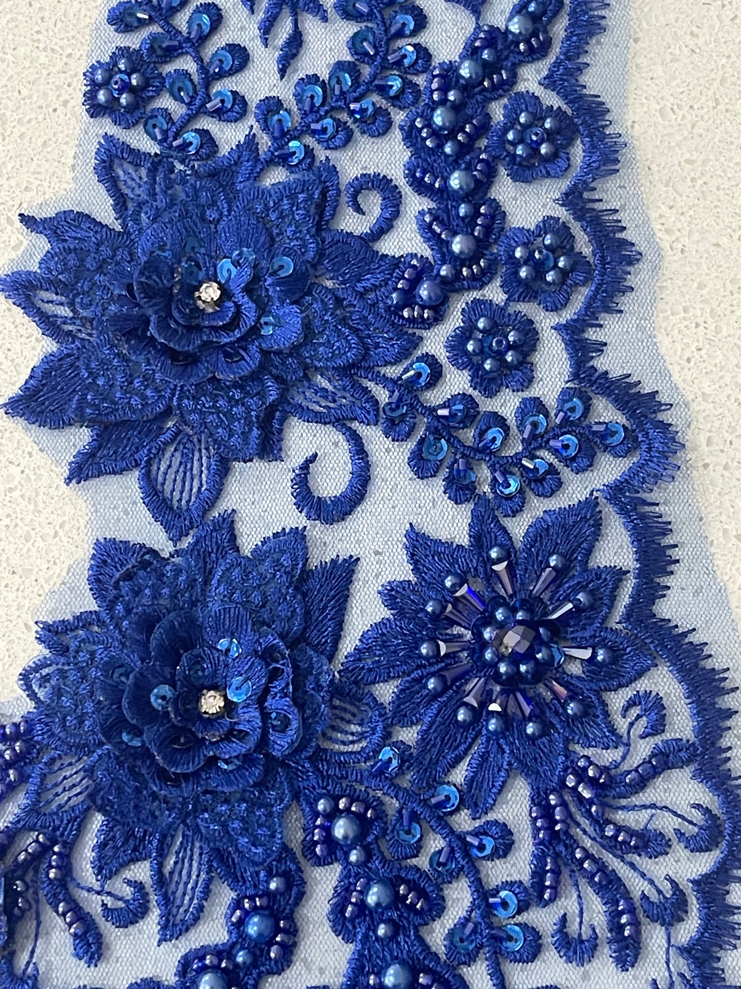 Melody Beaded Lace Border - Royal Blue