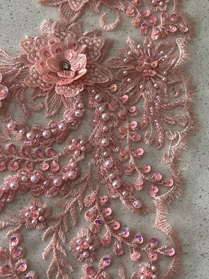 Melody Beaded Lace Border - Light Pink