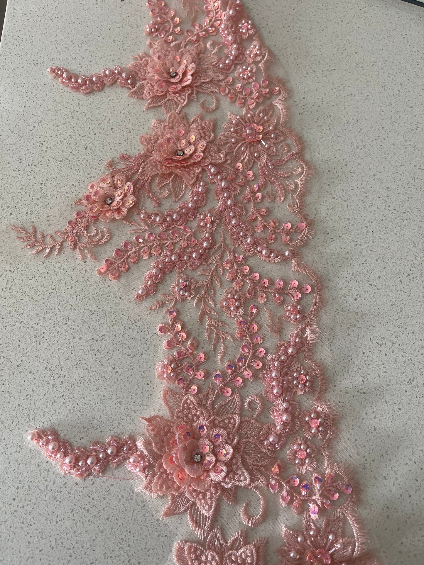 Melody Beaded Lace Border - Light Pink