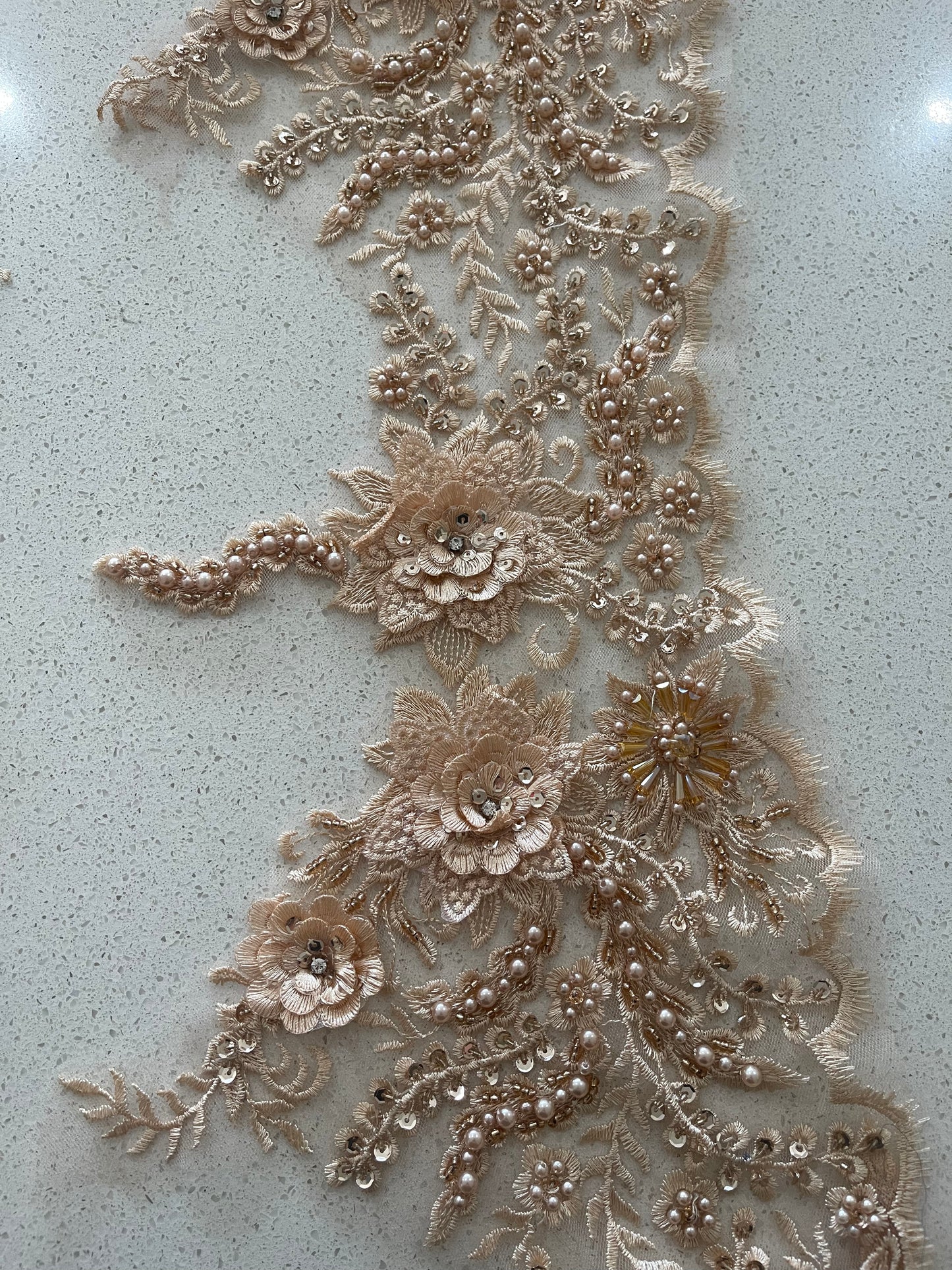 Melody Beaded Lace Border - Nude