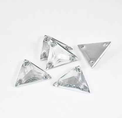22mm Triangle - Clear - Sew On
