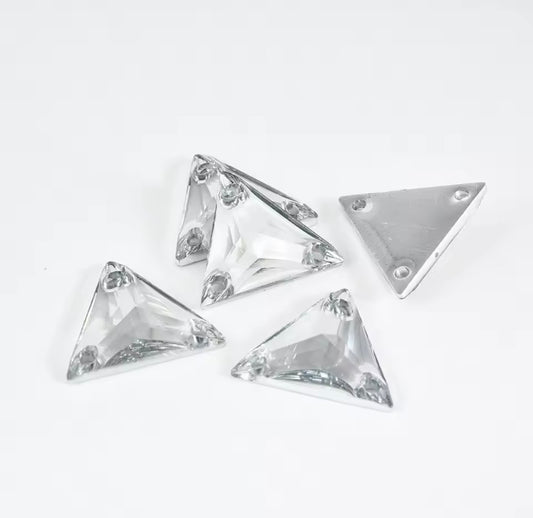 22mm Triangle - Clear - Sew On