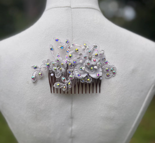 White Comb Applique Hair Piece