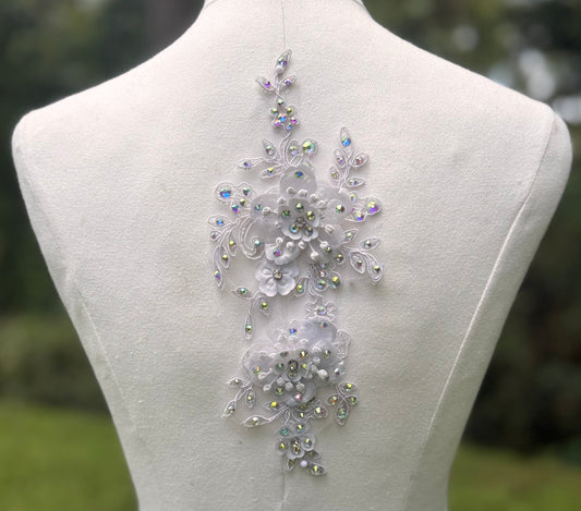 White Applique and AB Hair Piece