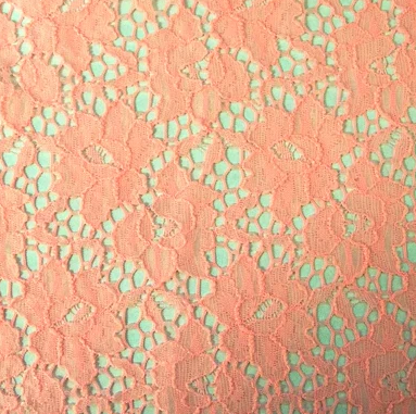 Peach - Floral Stretch Lace