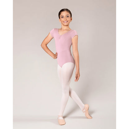 Veronica Cap Sleeve Leotard - Pink Champagne