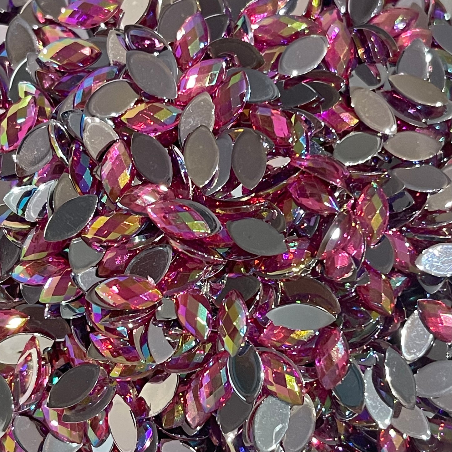 8mm Horseeye - Rose AB  (Glue on)