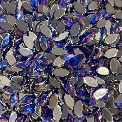 8mm Horseeye - Sapphire AB  (Glue on)