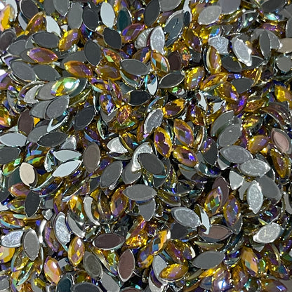 6mm Horseeye - Topaz Yellow AB  (Glue on)