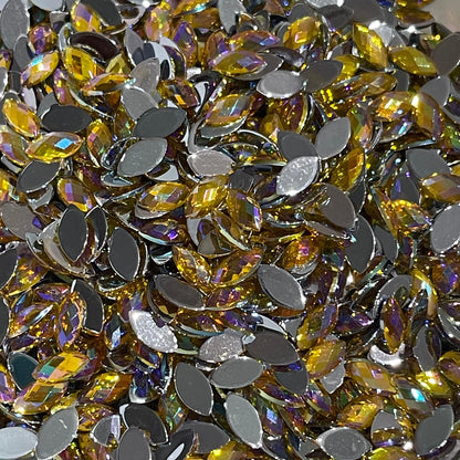 8mm Horseeye - Topaz Yellow AB  (Glue on)