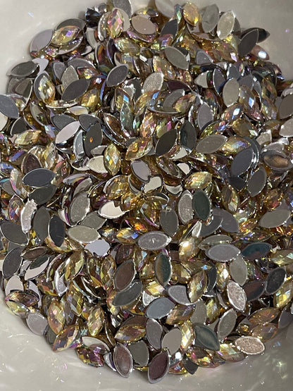 6mm Horseeye - Light Topaz AB  (Glue on)