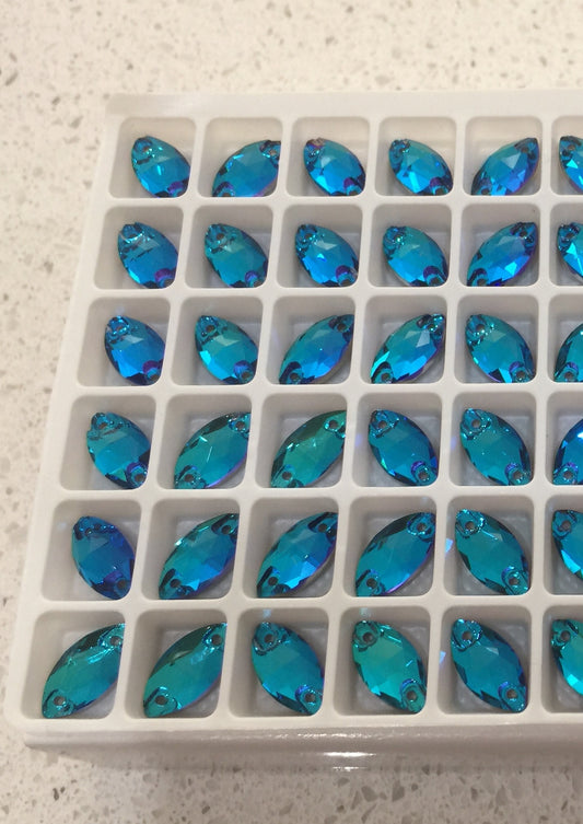 Navette 12mm, Blue Zircon