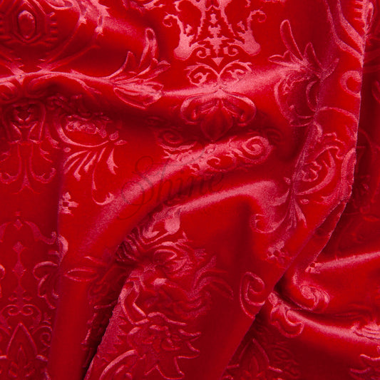 Red - Embossed Regal Stretch Velvet