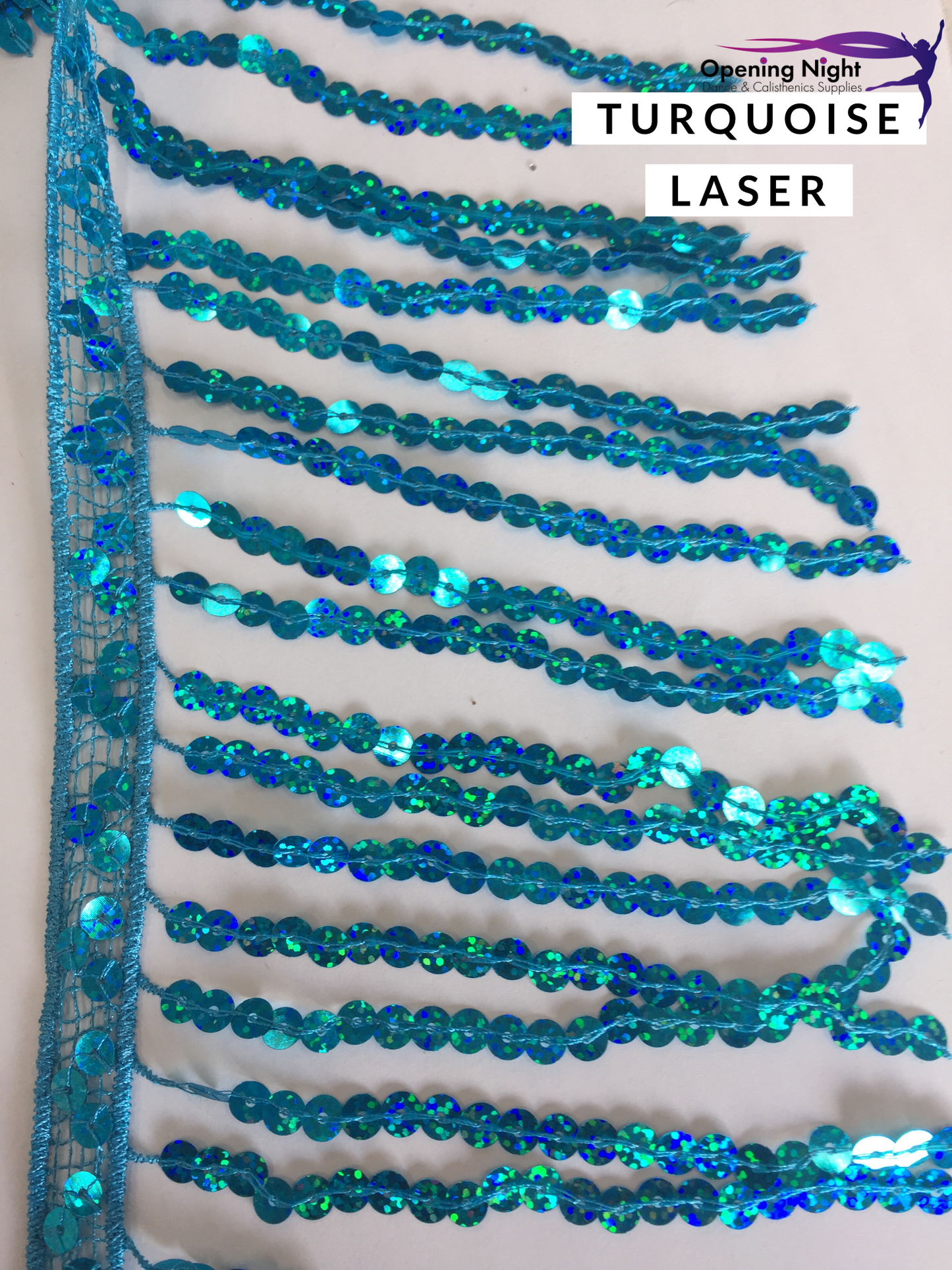 Turquoise Laser - Sequin Fringe 15cm