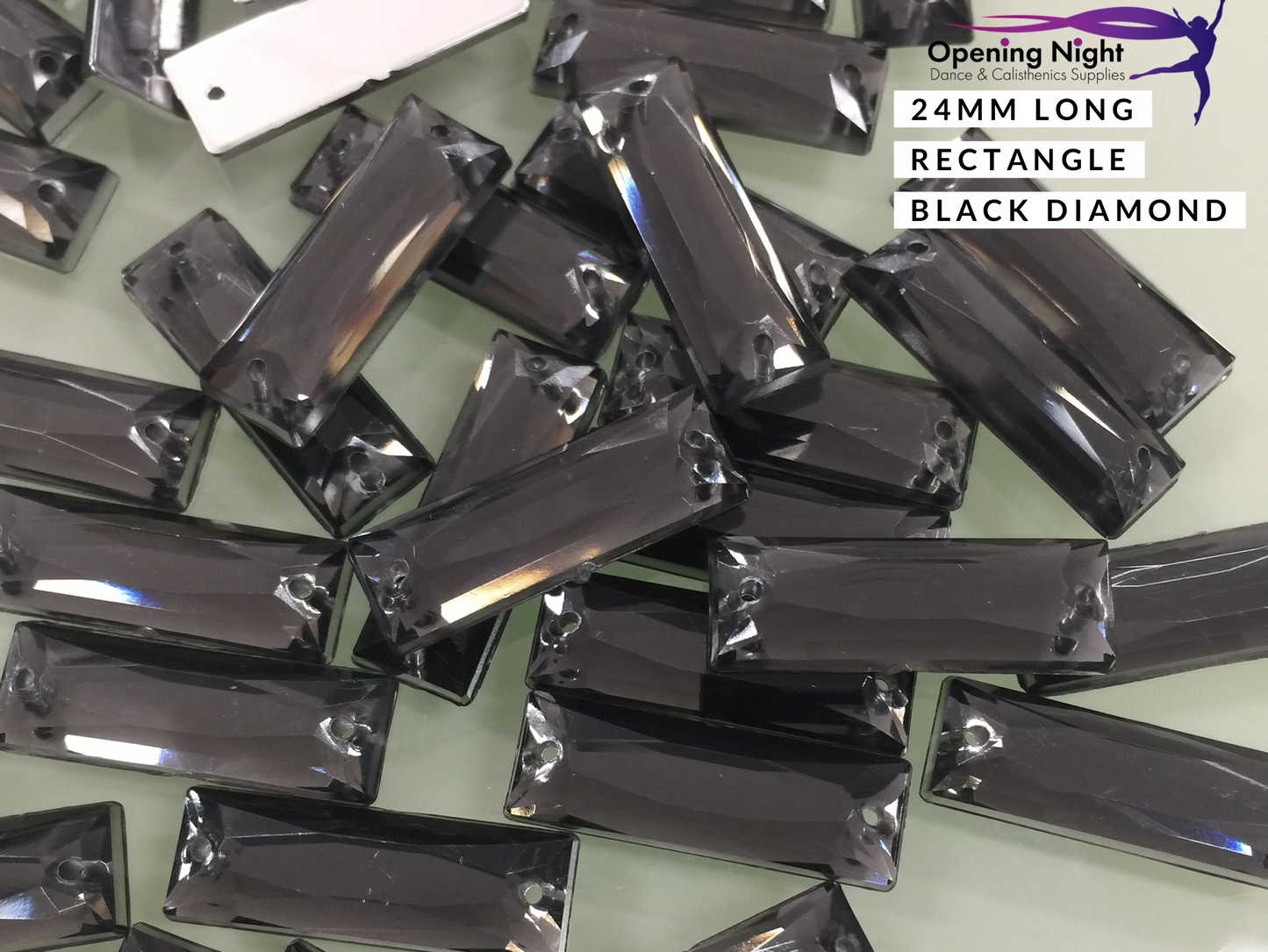 24mm, Long Rectangle - Black Diamond