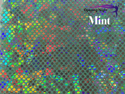 Mint Shattered Glass Hologram Spandex - 54cm remnant