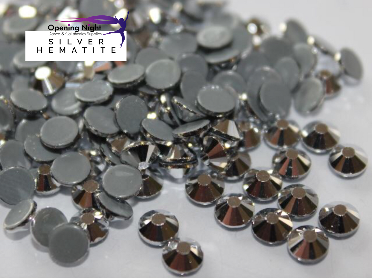 Silver Hematite - Hotfix Diamante AAA Crystals