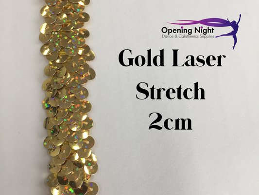 Gold Laser - Stretch Sequin Trim 2cm