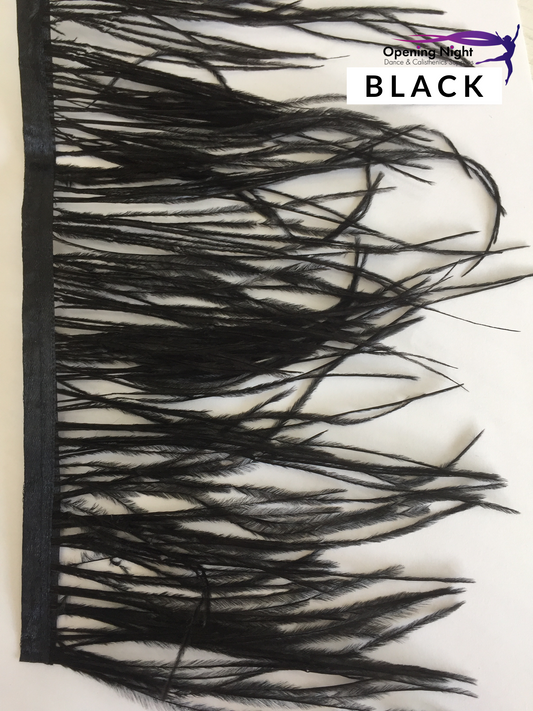 Black - Ostrich Feather Trim 15cm